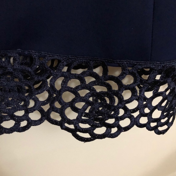 Donna Ricco NY Sleeveless Lace Hem Dress Navy - Picture 8 of 9